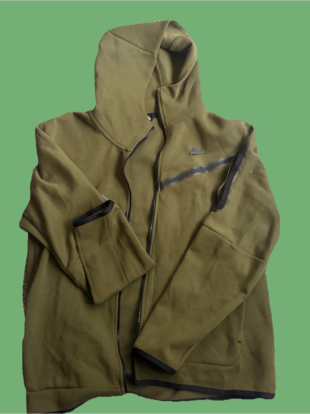 Nike Olive Green Tech Zip Up Hoodie